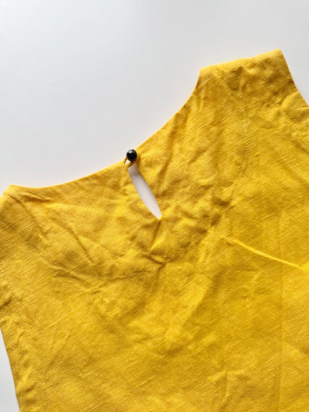 HOMEY LINEN Golden Yellow 100% Linen A-Line Trapeze Tent Dress, Size M - Picture 8 of 10